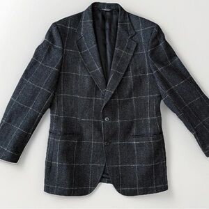 Johnny Carson Men’s Man In Wool Gray Check Herringbone Coat Suit Blazer 40R